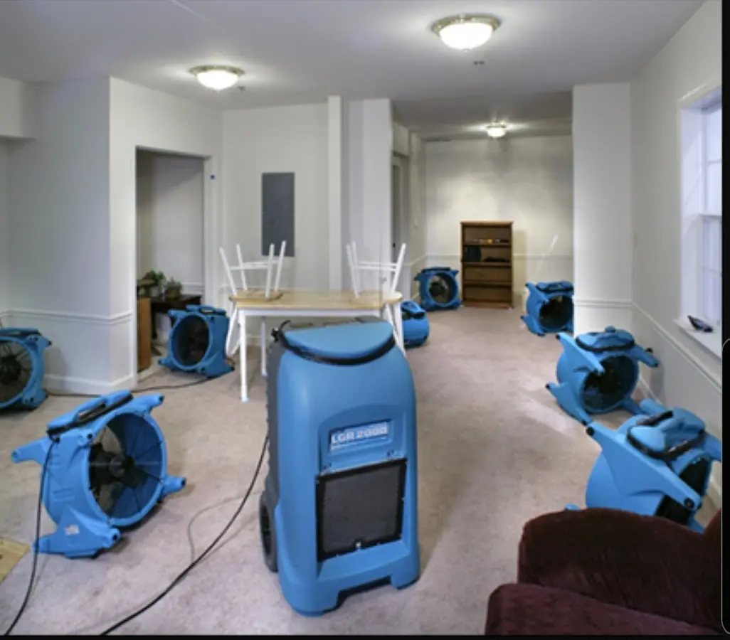 Air movers and dehumidifier setup for Water Extraction & Removal in Wilmington Manor